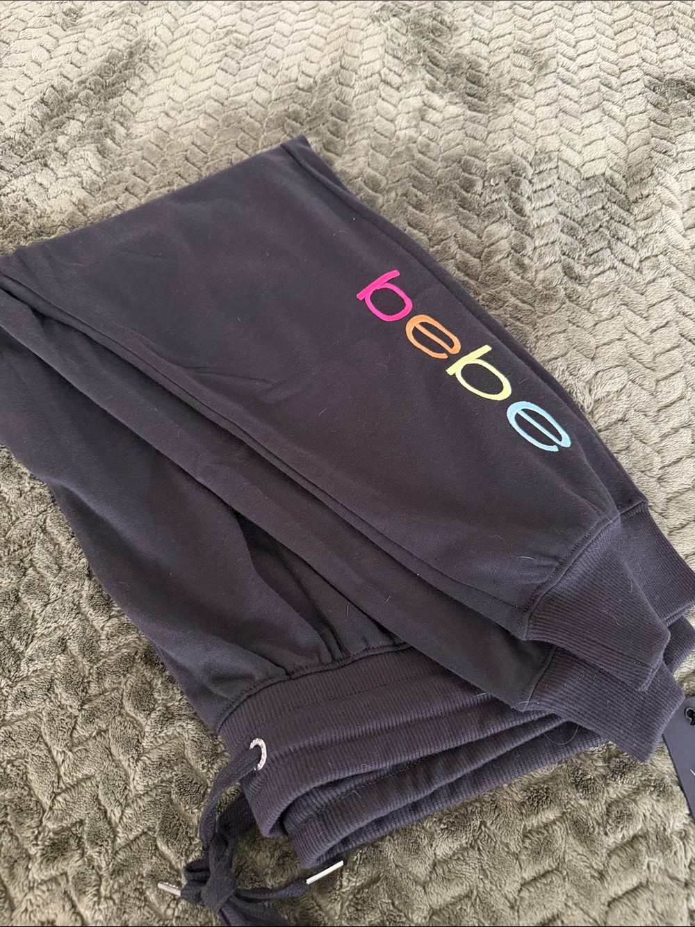 Bebe Black Joggers with Multicolor Logo